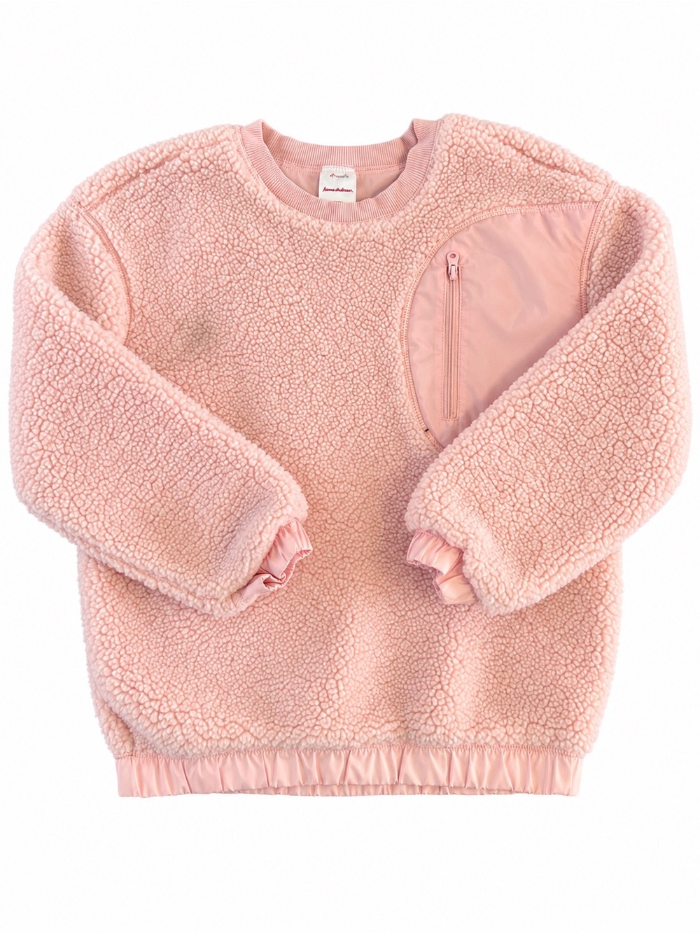 Hanna Andersson Girls Size 8 Pink Sherpa Fleece Pullover Sweatshirt